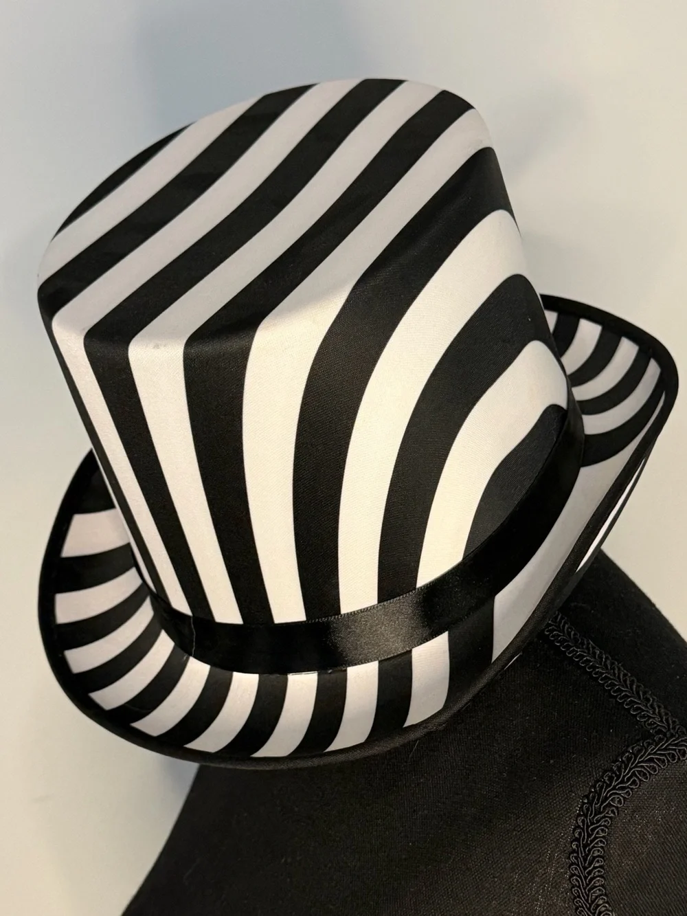 Circus Ring Leader Mad Hatter Halloween Clown Black & White Costume Top Hat